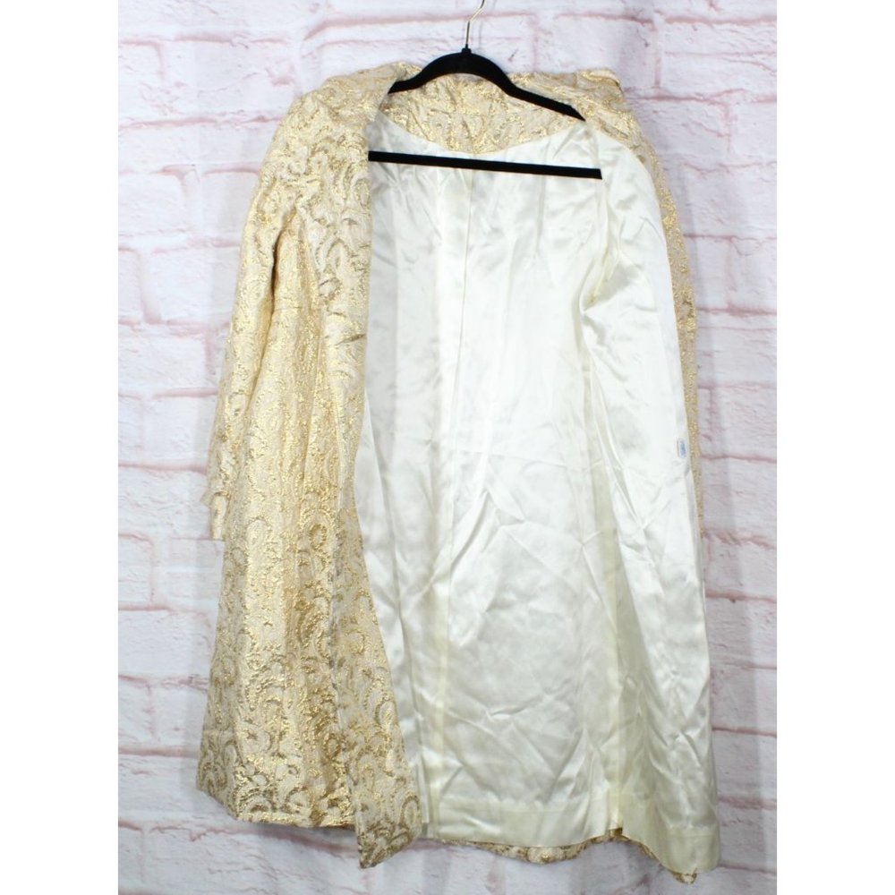 *Vintage Cotton Button Down Lined Embroidered Long Coat Size 10 - Picture 15 of 16